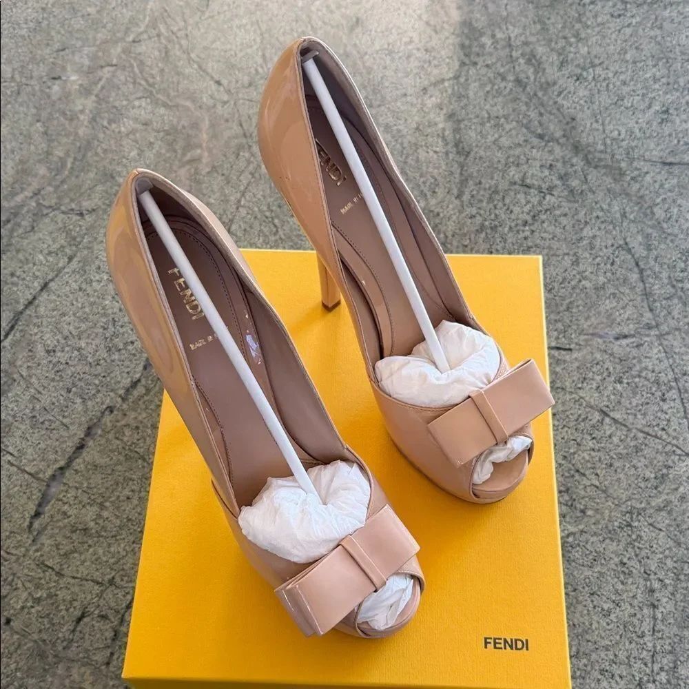 Fendi Women's Blush Peep-Toe Heels - Picture 4 of 8